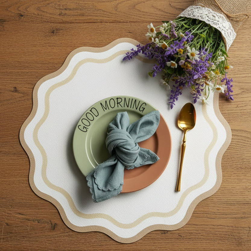 Set (4) Round Placemat Kaki