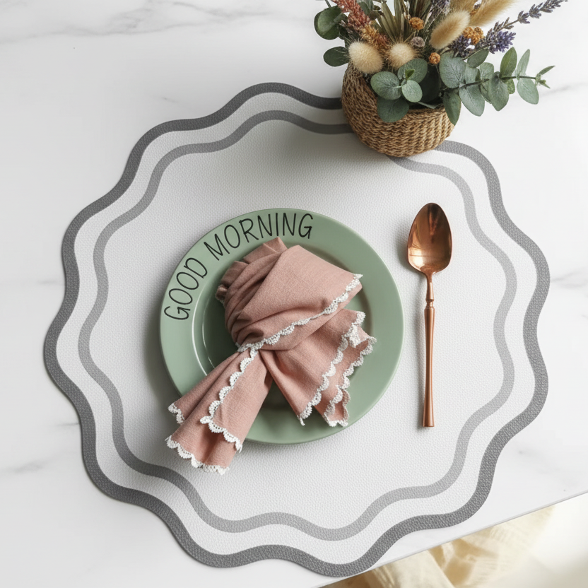 Set (4) Round Placemat Gray