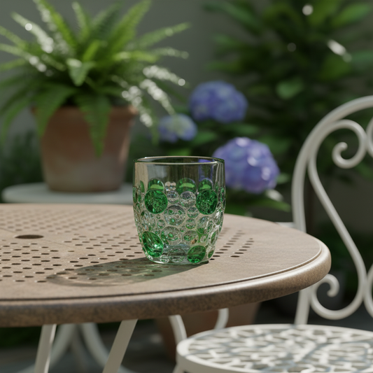 Set (2) Vaso Green Balls Glass